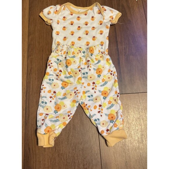 0-3 Months Baby Girl 3 Piece Set Pants Hair Bow One Piece - Picture 2 of 6